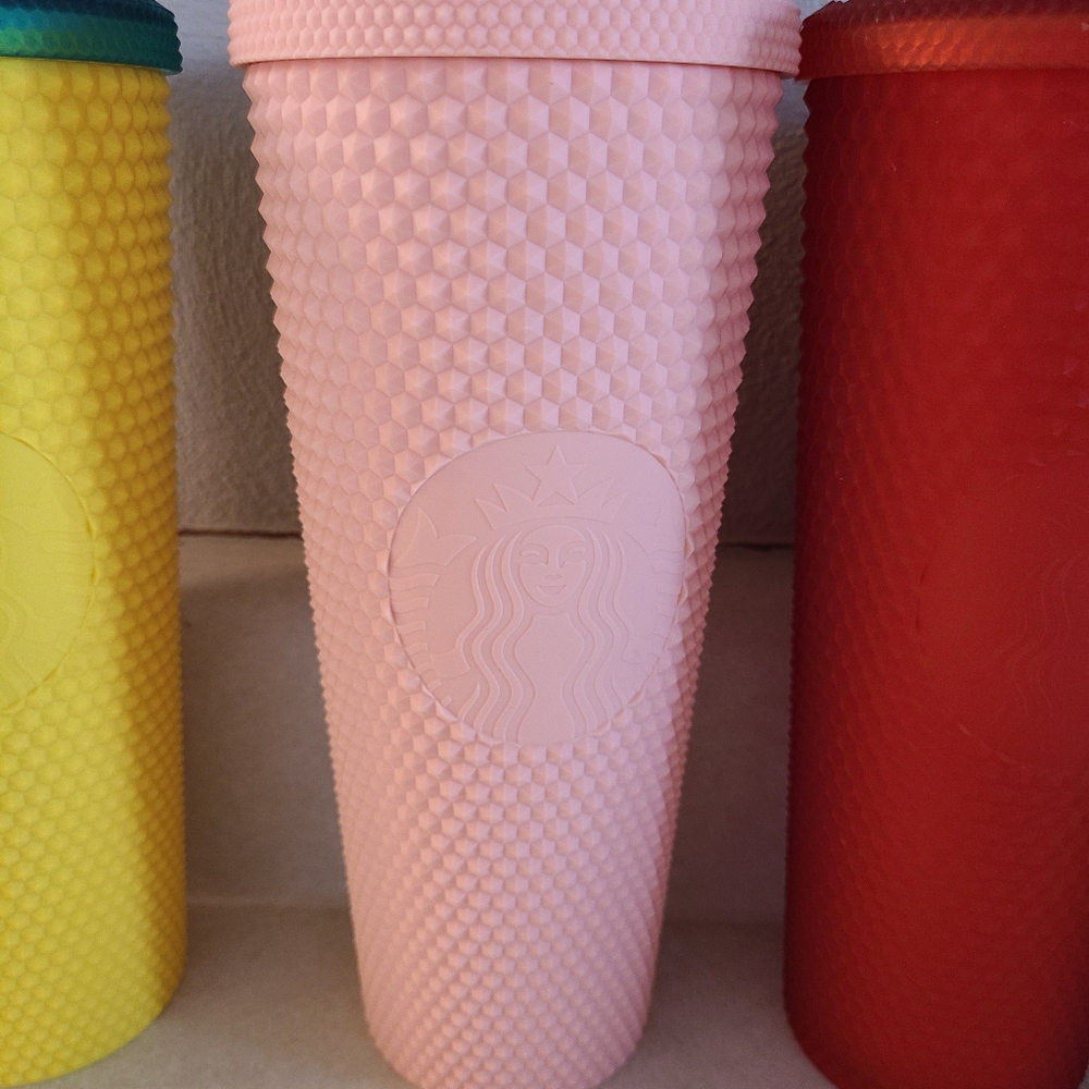 Matte pink studded starbucks tumbler